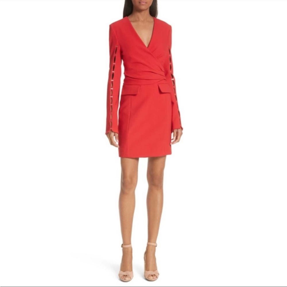 Jonathan Simkhai Red Staple Sleeve
Compact Sheath Dress NWT
